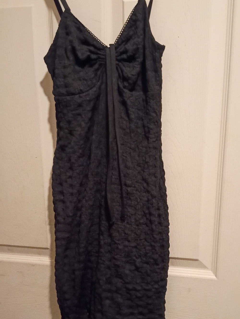 Black Textured Slip Dress - Women